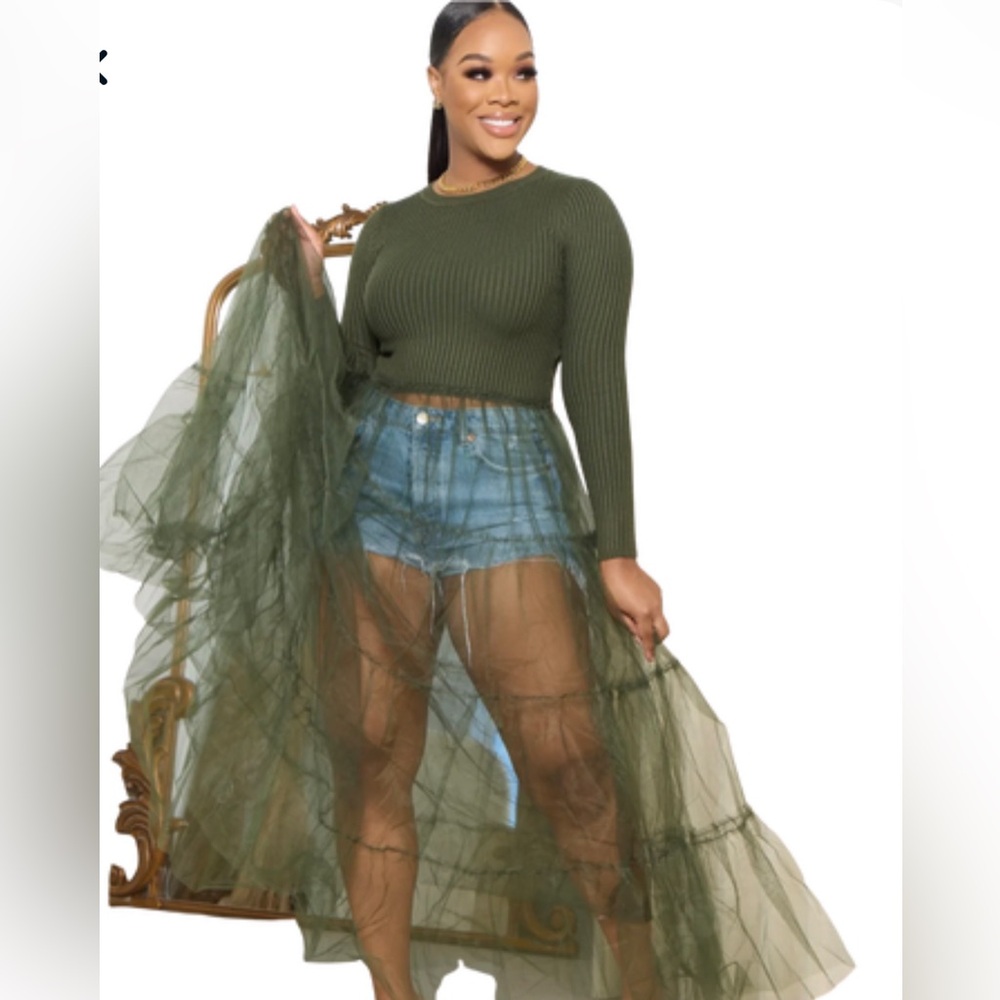 Source Unknown Olive Asymmetrical Top
